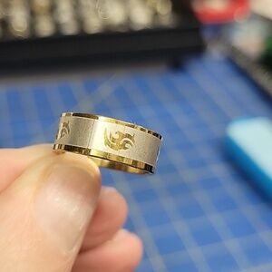 Flame Gold Tone & Silver Tone Ring Size 7 Stainless Steel